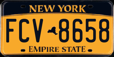 NY license plate FCV8658