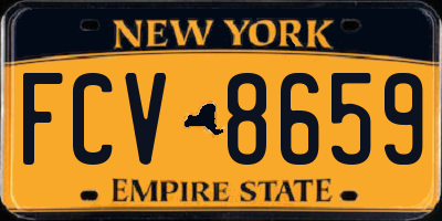 NY license plate FCV8659