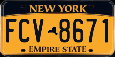 NY license plate FCV8671