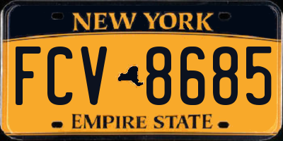 NY license plate FCV8685
