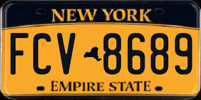 NY license plate FCV8689