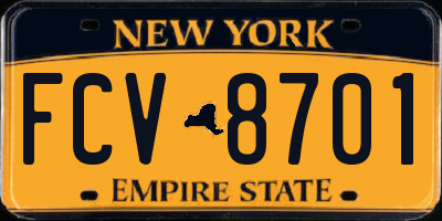 NY license plate FCV8701