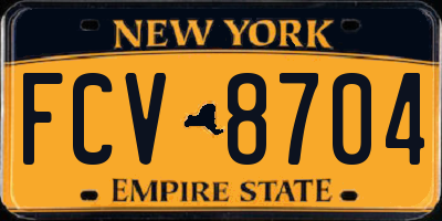 NY license plate FCV8704