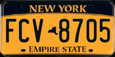 NY license plate FCV8705