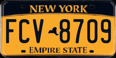 NY license plate FCV8709