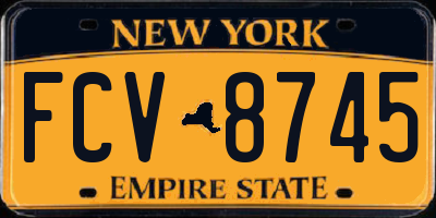 NY license plate FCV8745