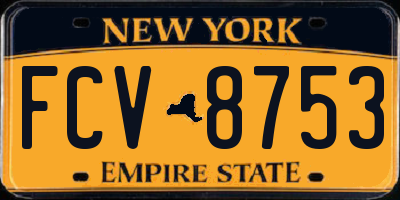NY license plate FCV8753