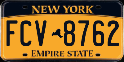 NY license plate FCV8762