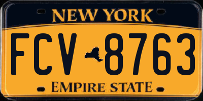 NY license plate FCV8763