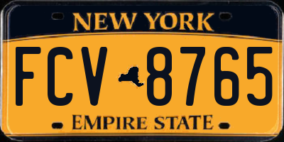 NY license plate FCV8765