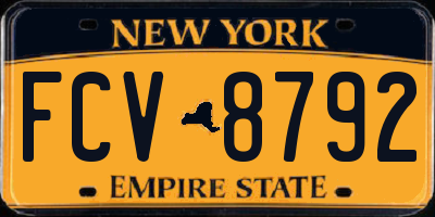 NY license plate FCV8792