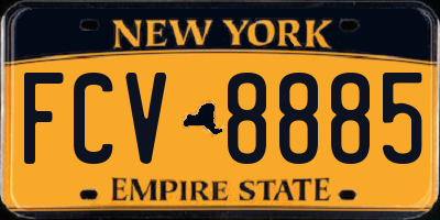 NY license plate FCV8885