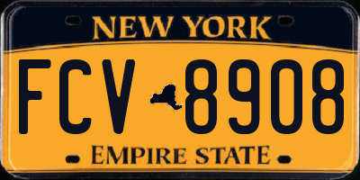 NY license plate FCV8908