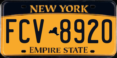 NY license plate FCV8920