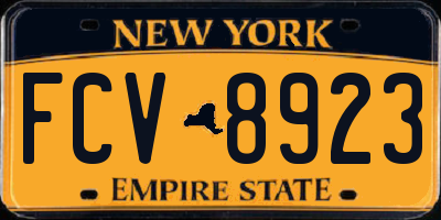 NY license plate FCV8923