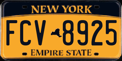 NY license plate FCV8925