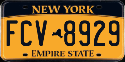 NY license plate FCV8929