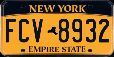 NY license plate FCV8932