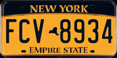 NY license plate FCV8934
