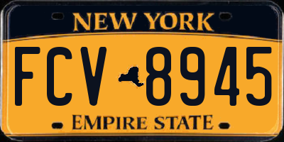 NY license plate FCV8945