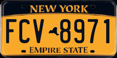 NY license plate FCV8971