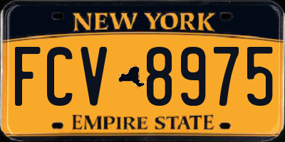 NY license plate FCV8975