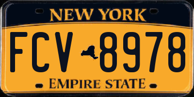 NY license plate FCV8978