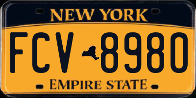 NY license plate FCV8980