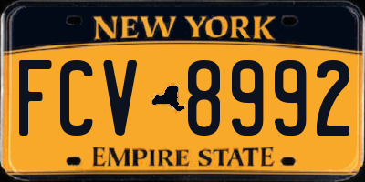 NY license plate FCV8992