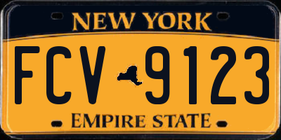 NY license plate FCV9123