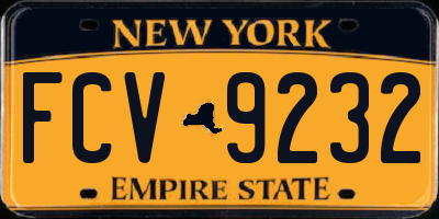 NY license plate FCV9232