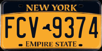 NY license plate FCV9374