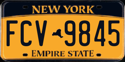 NY license plate FCV9845