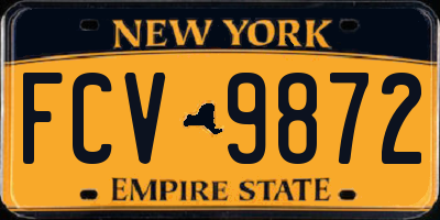 NY license plate FCV9872