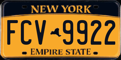 NY license plate FCV9922