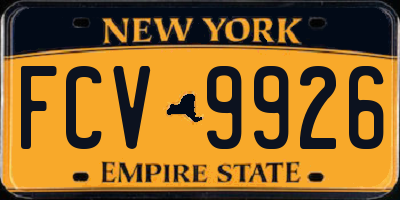 NY license plate FCV9926