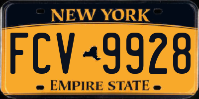 NY license plate FCV9928