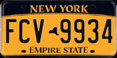 NY license plate FCV9934