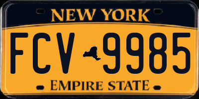 NY license plate FCV9985