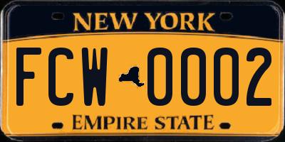 NY license plate FCW0002