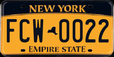 NY license plate FCW0022