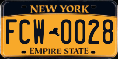 NY license plate FCW0028