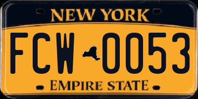 NY license plate FCW0053