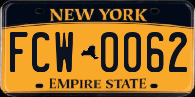 NY license plate FCW0062