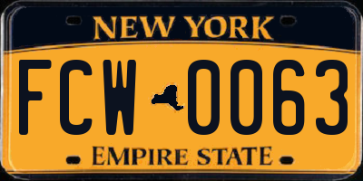 NY license plate FCW0063