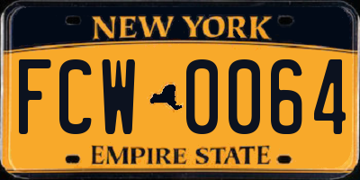 NY license plate FCW0064