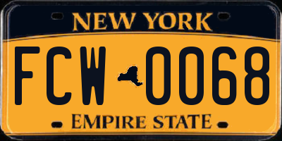 NY license plate FCW0068