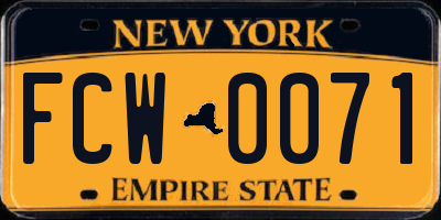 NY license plate FCW0071