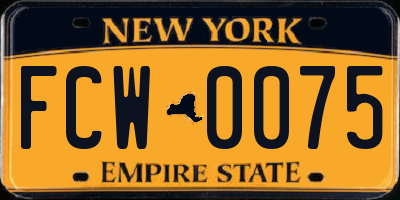 NY license plate FCW0075