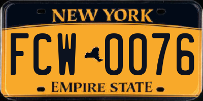 NY license plate FCW0076